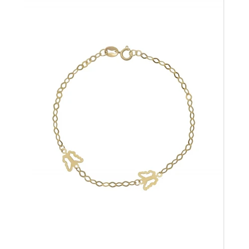 9K Χρυσό Bραχιόλι με "Πεταλούδες" 030978FV