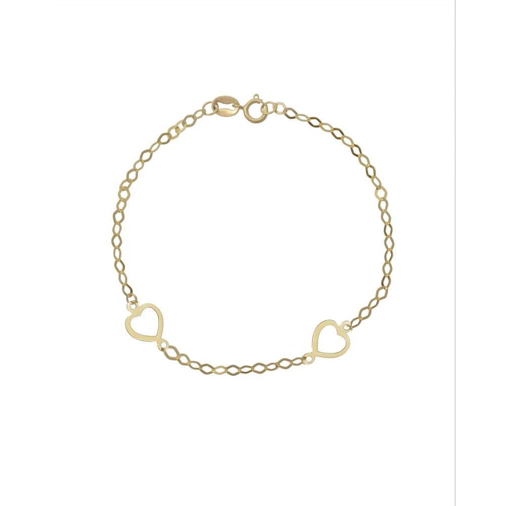 9K Χρυσό Bραχιόλι με "Διπλές Καρδιές" 030979FV
