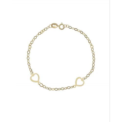 9K Χρυσό Bραχιόλι με "Διπλές Καρδιές" 030979FV