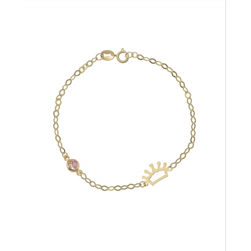 9K Χρυσό Bραχιόλι με "Κορώνα" και Ζιργκόν 031112FV