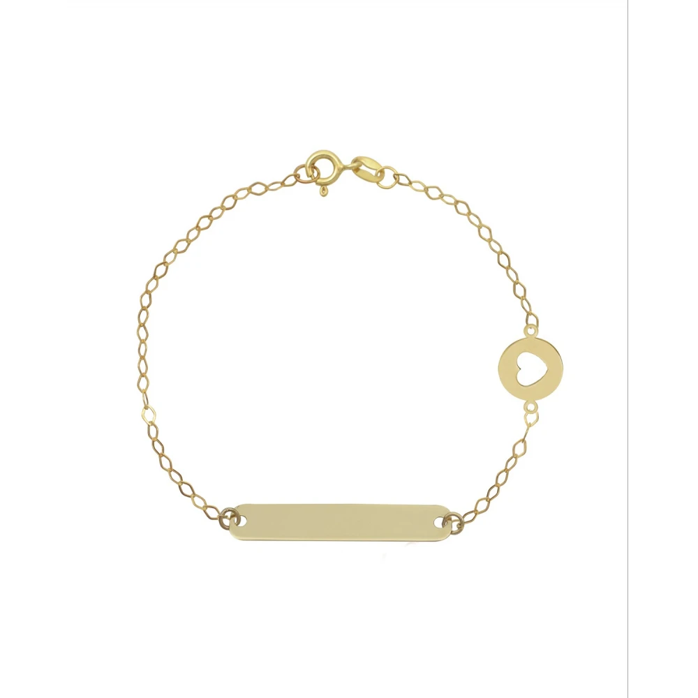 9K Χρυσό Bραχιόλι Ταυτότητα με "Καρδιά" 035521FV