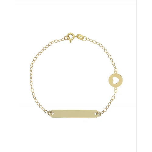 9K Χρυσό Bραχιόλι Ταυτότητα με "Καρδιά" 035521FV