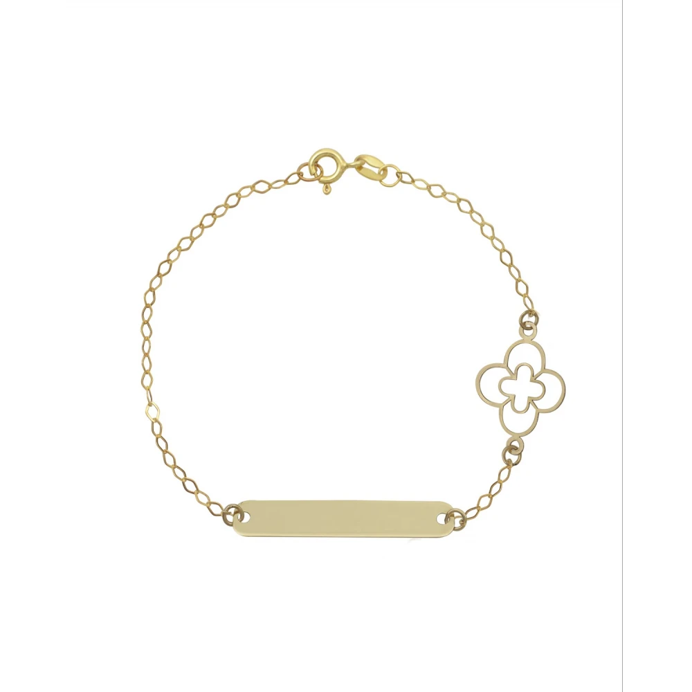 9K Χρυσό Bραχιόλι με Ταυτότητα και Σταυρό 035716FV