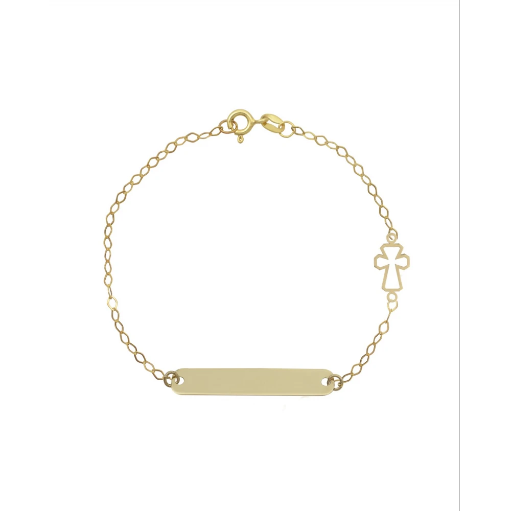 9K Χρυσό Bραχιόλι Ταυτότητα με "Σταυρό" 035728FV