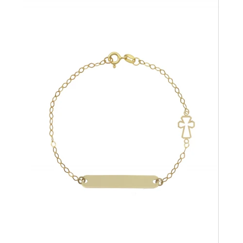 9K Χρυσό Bραχιόλι Ταυτότητα με "Σταυρό" 035728FV