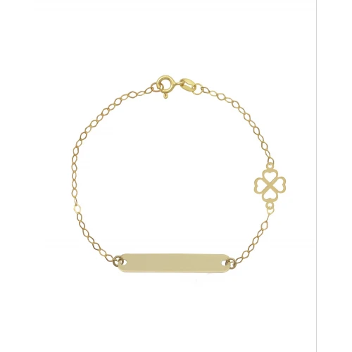 9K Χρυσό Bραχιόλι Ταυτότητα με "Τετράφυλλο Τριφύλλι" 035744FV