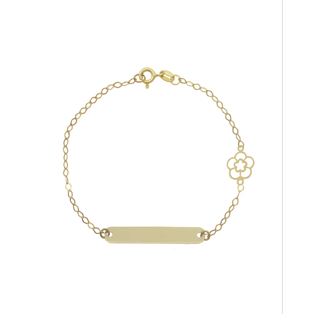 9K Χρυσό Bραχιόλι Ταυτότητα με "Λουλούδι" 035745FV