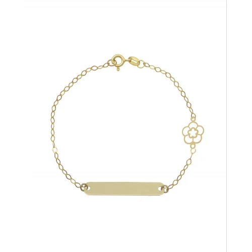 9K Χρυσό Bραχιόλι Ταυτότητα με "Λουλούδι" 035745FV