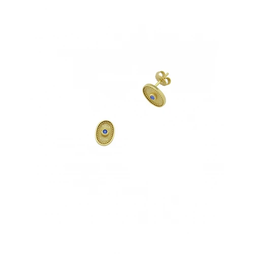 925 Ασήμι Βυζαντινά Επιχρυσωμένα Σκουλαρίκια με Μπλε Ζιργκόν 04053746