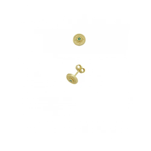 925 Ασήμι Βυζαντινά Επιχρυσωμένα Σκουλαρίκια με Πράσινο Ζιργκόν 04053749