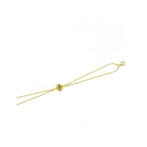 925 Ασήμι Βυζαντινό Επιχρυσωμένο Βραχιόλι με Πράσινο Ζιργκόν 04061892SU