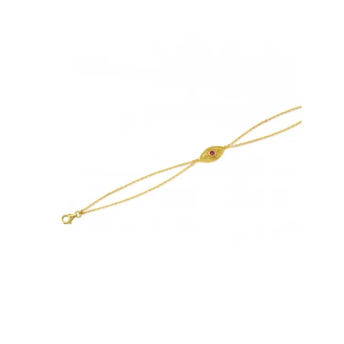 925 Ασήμι Βυζαντινό Επιχρυσωμένο Βραχιόλι με Κόκκινο Ζιργκόν 04061909SU