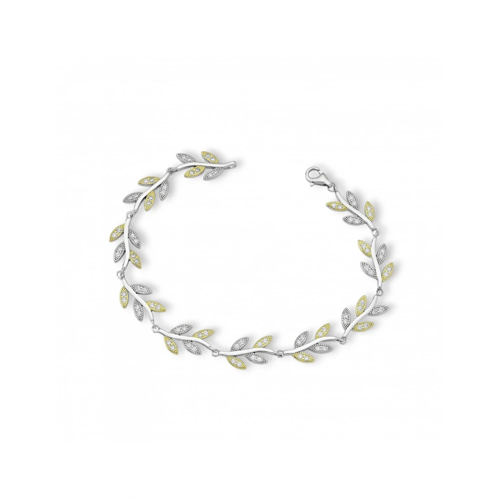 925 Ασήμι Βραχιόλι Δύο Τόνων με Ζιργκόν 04061970SU