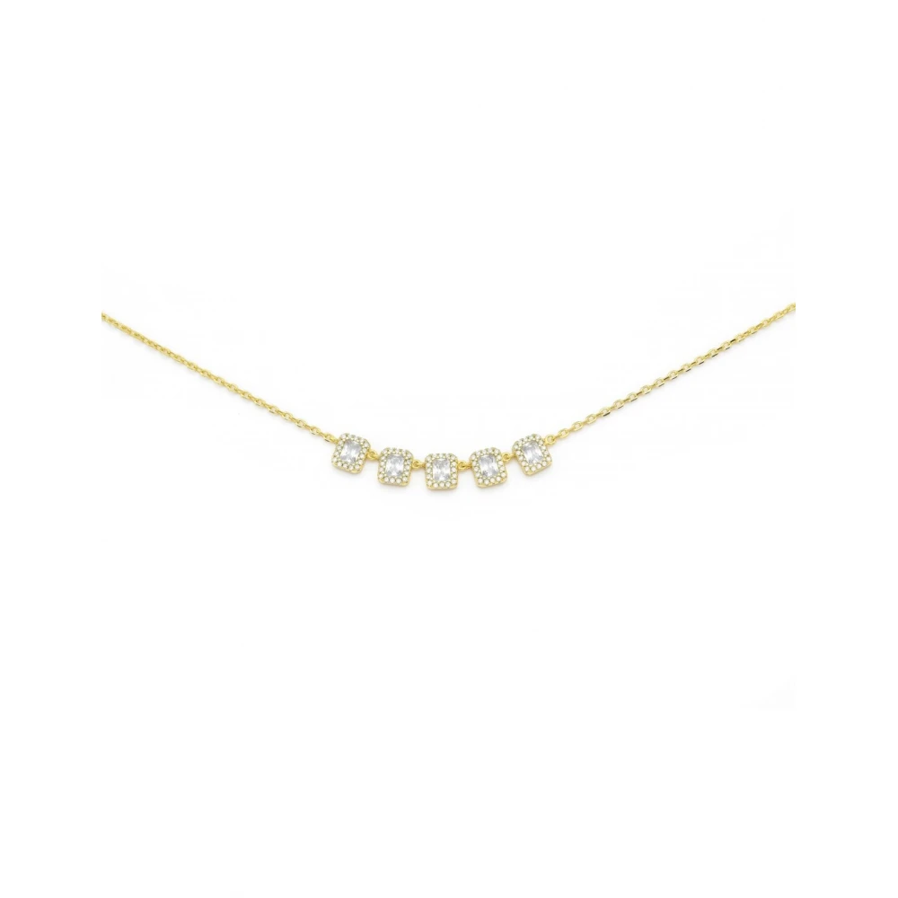 925 Ασήμι Επιχρυσωμένο Κολιέ "Ροζέτα" με Λευκά Ζιργκόν 04072491SU