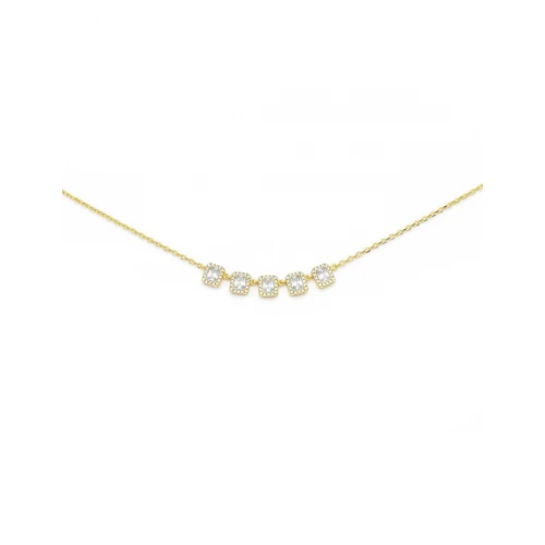 925 Ασήμι Επιχρυσωμένο Κολιέ "Ροζέτα" με Λευκά Ζιργκόν 04072491SU