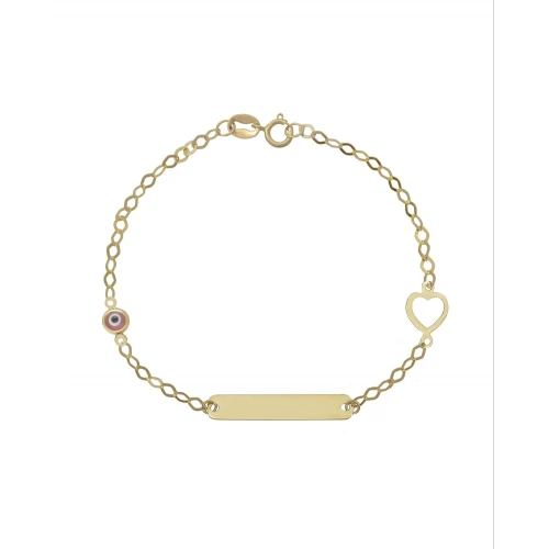 9K Χρυσό Bραχιόλι με "Ματάκι" και "Καρδιά" 041835FV