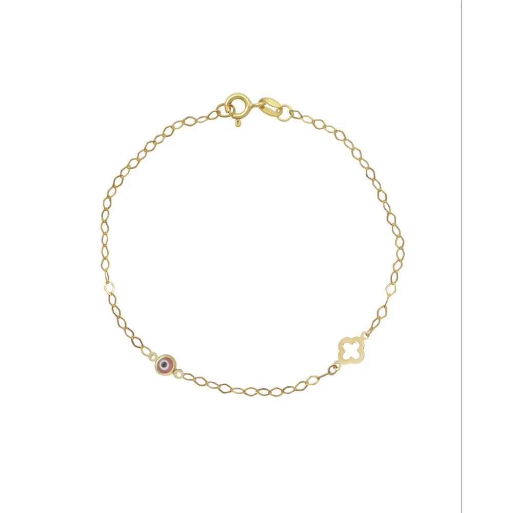 9K Χρυσό Bραχιόλι με "Ματάκι" και "Σταυρό" 041838FV