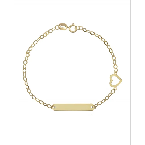 9K Χρυσό Bραχιόλι με Ταυτότητα και "Καρδιά" 043223FV