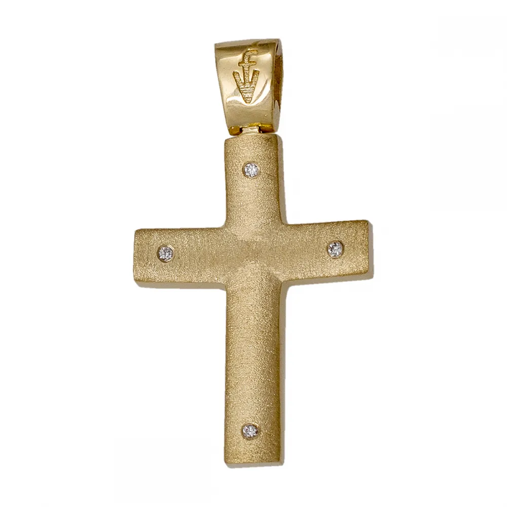 18K Χρυσός Σταυρός με Διαμάντια 044725F