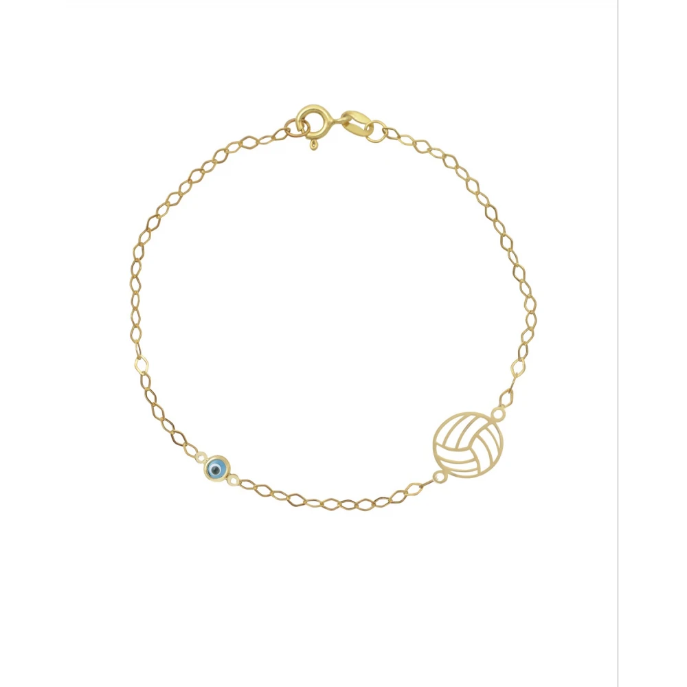 9K Χρυσό Bραχιόλι με "Μπάλα" και "Ματάκι" 051007FV