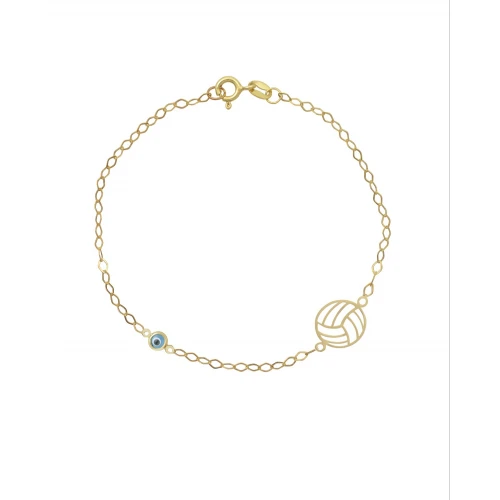 9K Χρυσό Bραχιόλι με "Μπάλα" και "Ματάκι" 051007FV