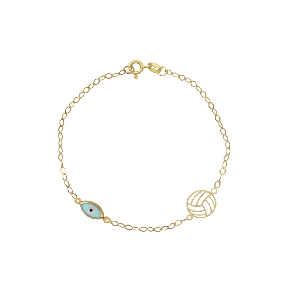 9K Χρυσό Bραχιόλι με "Μπάλα" και "Ματάκι" 053035FV