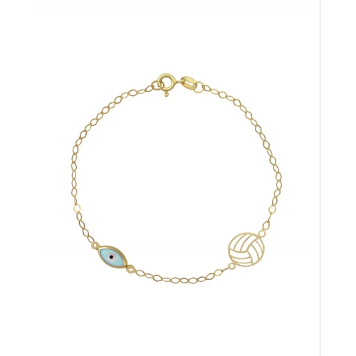 9K Χρυσό Bραχιόλι με "Μπάλα" και "Ματάκι" 053035FV