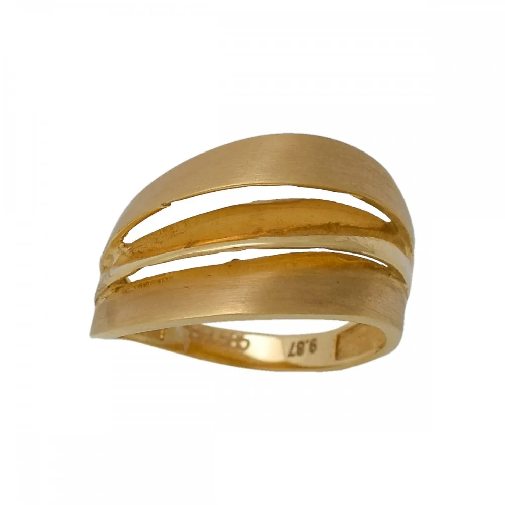 14K Χρυσό Δαχτυλίδι "Τριών Επιπέδων" 0876415