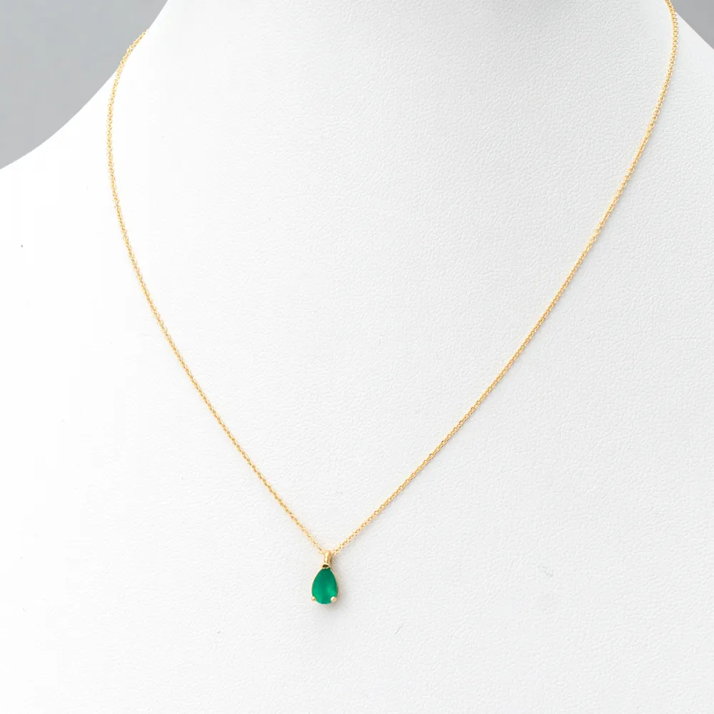 14K Χρυσό Κολιέ Με Ορυκτό Πράσινο Αχάτη 0985GA