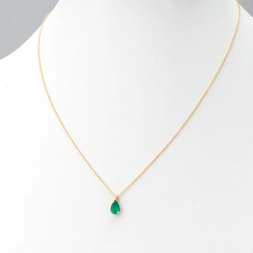 14K Χρυσό Κολιέ Με Ορυκτό Πράσινο Αχάτη 0985GA