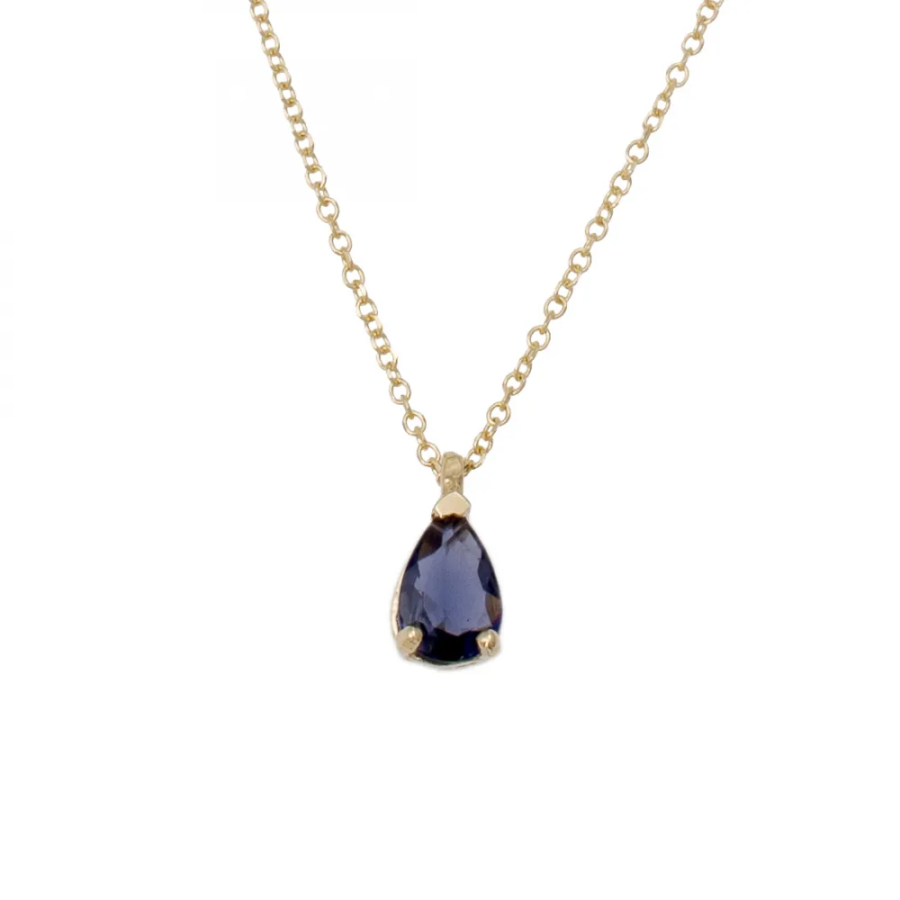 14K Χρυσό Κολιέ Με Ορυκτό Ιολίτη 0986IOL