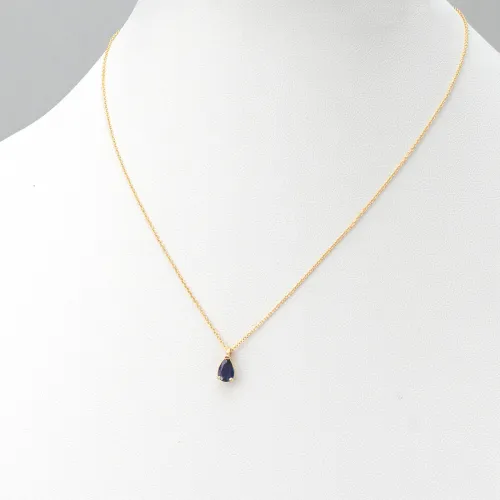 14K Χρυσό Κολιέ Με Ορυκτό Ιολίτη 0986IOL