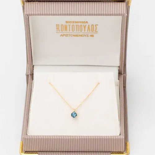 14K Χρυσό Κολιέ Με Blue London Τοπάζι KL0989BL