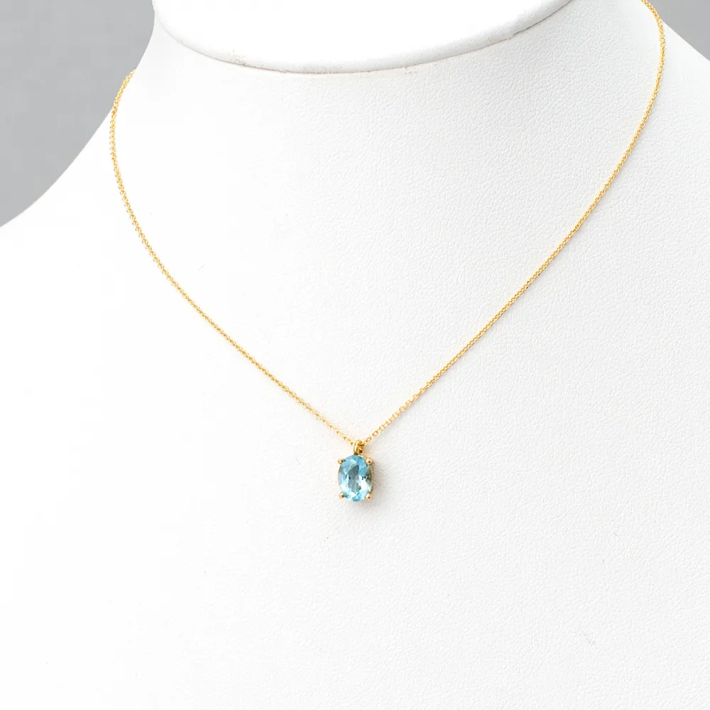 14K Χρυσό Κολιέ Με Aquamarine 0995AQU