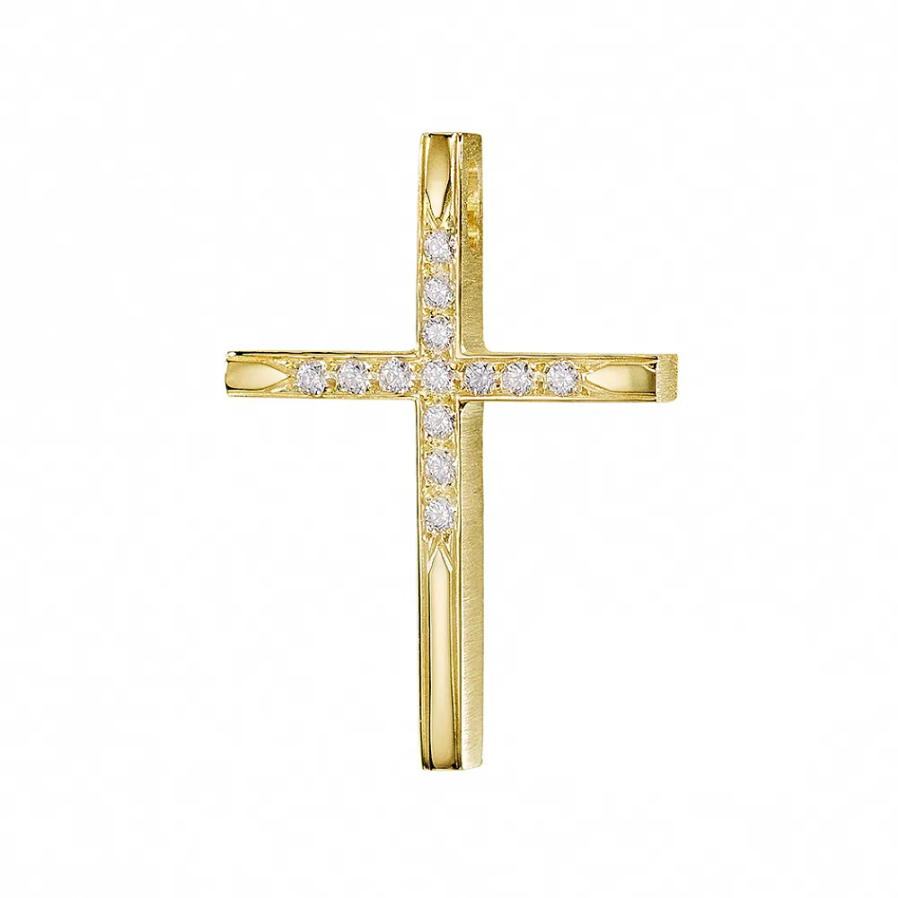 18K Χρυσός Σταυρός με Διαμάντια 1.1.1387