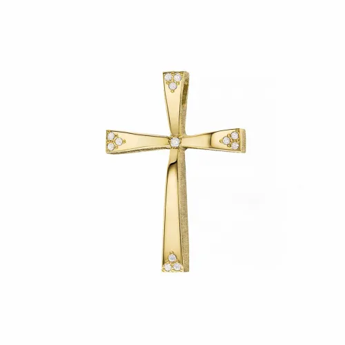 18K Χρυσός Σταυρός με Διαμάντια 1.1.1398T