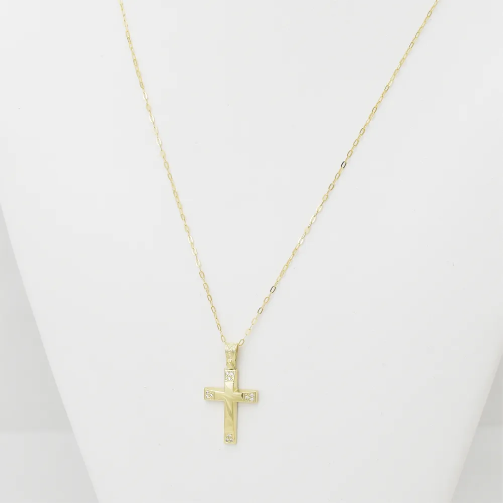 14K Χρυσός Σταυρός με Ζιργκόν 121128T