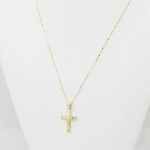 14K Χρυσός Σταυρός με Ζιργκόν 121128T