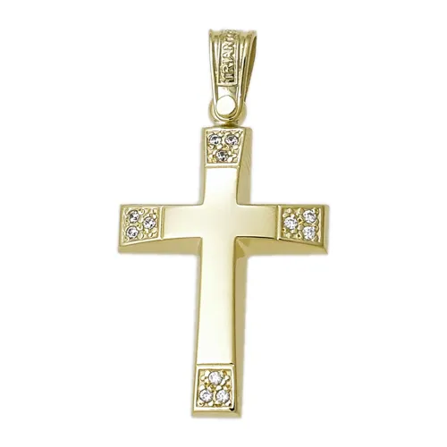 14K Χρυσός Σταυρός με Ζιργκόν 121128T