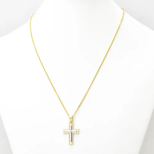 14K Χρυσός Δίχρωμος Σταυρός 1.2.1308