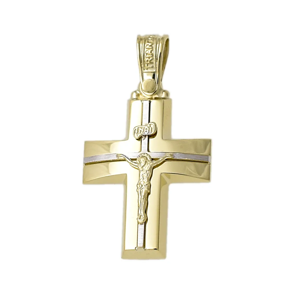 14K Χρυσός Δίχρωμος Σταυρός 1.7.1001EST