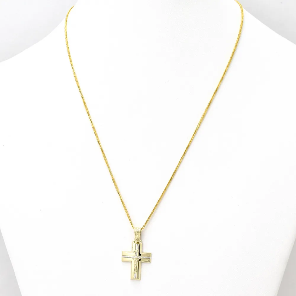 14K Χρυσός Δίχρωμος Σταυρός 1.7.1001EST