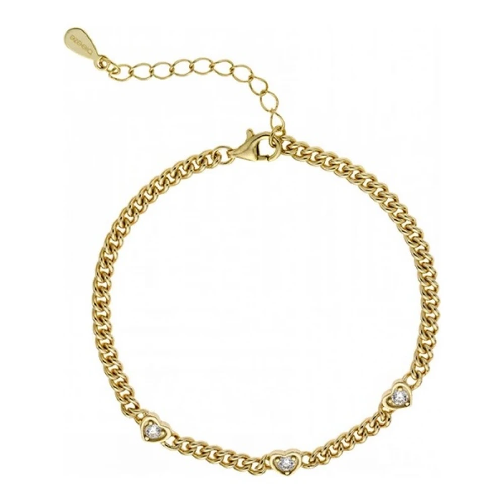 BREEZE Βραχιόλι , Ασήμι 925, Επιχρυσωμένο "Καρδιές" με Ζιργκόν 2017311002.1