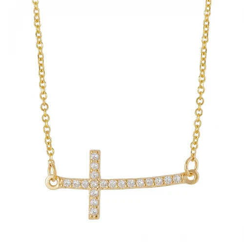 9Κ Χρυσό Κολιέ Σταυρός με Ζιργκόν KL1039VR
