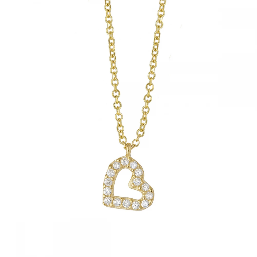 9K Χρυσό Κολιέ "Καρδιά" με Ζιργκόν KL1049VR