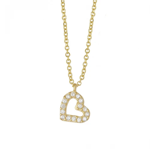 9K Χρυσό Κολιέ "Καρδιά" με Ζιργκόν KL1049VR