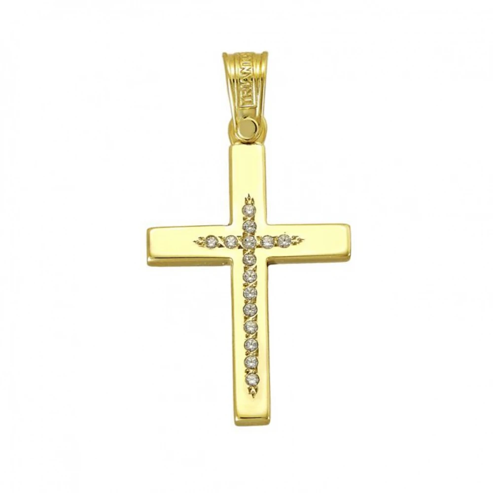 18K Χρυσός Σταυρός με Οικολογικά Διαμάντια 111309TR