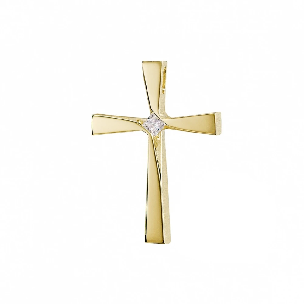 18K Χρυσός Σταυρός με Οικολογικά Διαμάντια 111389TR