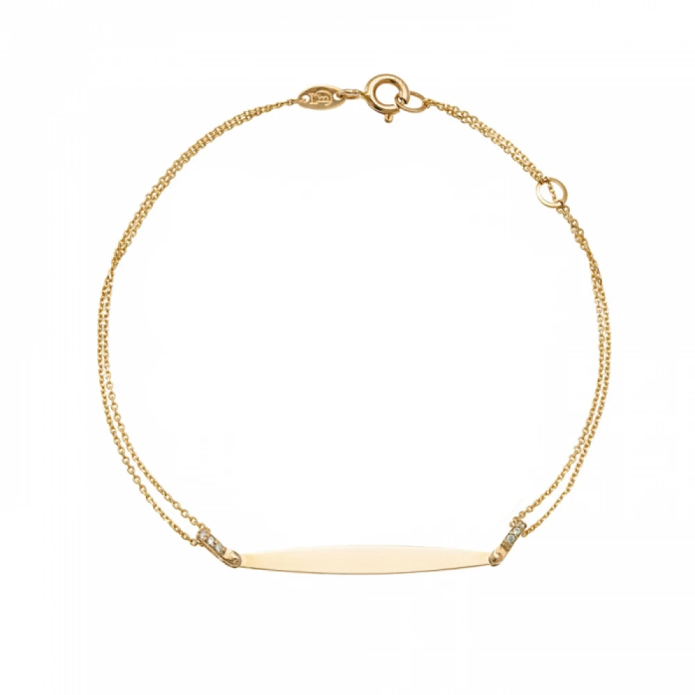 14K Χρυσό Bραχιόλι Ταυτότητα με Διπλή Αλυσίδα 1171AD