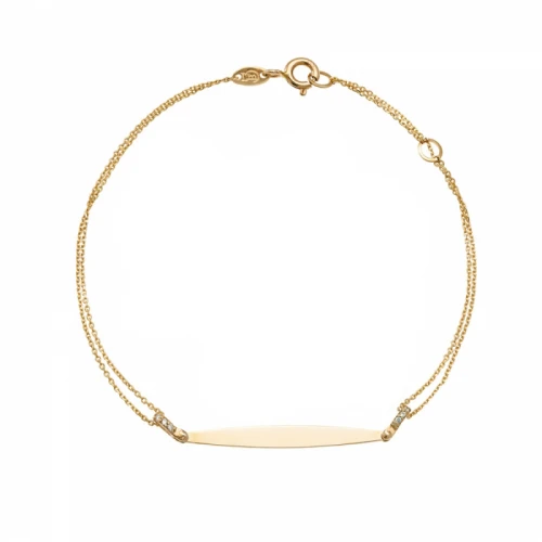 14K Χρυσό Bραχιόλι Ταυτότητα με Διπλή Αλυσίδα 1171AD